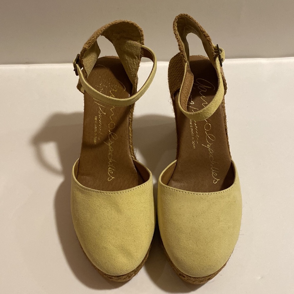 ✨NEW✨SUEDE WEDGE ESPADRILLES LIGHT YELLOW - Picture 4 of 16